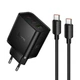 Зарядное устройство с быстрой зарядкой 65W и кабелем Type-C to Type-C HOCO N75 2Type-C + 1USB Черное - изображение 3