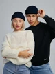 Шапка STD мини-бини с отворотом двойная вязка one size Темно-синяя - изображение 7