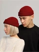 Шапка STD мини-бини с отворотом двойная вязка one size Красная - изображение 1