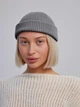 Шапка STD мини-бини с отворотом двойная вязка one size Серая - изображение 2