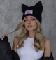 Шапка бини с кошачьими ушками зима вязаная черная Bitterly Love oni size (SVS) - изображение 4
