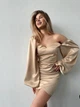 Жіноча вечірня атласна міні сукня Uaclothes 44 Бежевий (like35733-161541365) - изображение 4