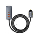 Зарядка в прикурювач 120Вт 4x USB Type-C подовжувач Baseus Share Together CCBT-B0G - зображення 1