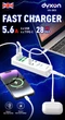Сетевой фильтр-удлинитель Dyxon US-D03 28W 4xUSB-C + 6xUSB-A FAST CHARGER 2M White (DXN-USD03-28W-2M-W) - изображение 2