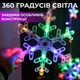 Гирлянда штора снежинки звездочки 108 LED 9Вт IP44 динамическая 12 фигур 50000 часов для окна стены камина желтая Желтая - зображення 14
