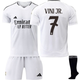 Форма футбольная детская VINI JN. (Винисиус Жуниор) 7 Реал Мадрид (Real Madrid) + гетры черные (размер 34-38) сезон 24/25, размер 164 рост 145-155 см, белая - изображение 1