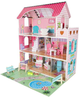 Drewniany domek dla lalek Kik Lulilo LED Gardeno z ogródkiem mebelki 70 cm Różowy (KX6484_1) (5903039767348) - obraz 3