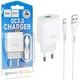 Зарядний пристрій з кабелем USB/microUSB 1 м HOCO C72Q 18 W 3 А білий - зображення 1