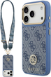Панель Guess 4G Strass Logo & Big Strap Metal Buttons MagSafe для iPhone 17 Pro Blue (3666339551278) - зображення 1