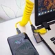 Кабель для швидкого заряджання телефону USB-A+Type-C на Type-C+Lightning 4 в 1 (65Вт), пружинний, жовтий, 1.5 м - зображення 8