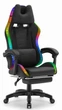 Геймерське крісло Hell's HC-1039 LED RGB Чорне тканина з підніжкою (до 130 кг.) - зображення 2