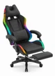 Геймерське крісло Hell's HC-1039 LED RGB Чорне тканина з підніжкою (до 130 кг.) - зображення 6