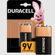 Батарейка крона DURACELL Basic + 40% Alkaline Battery 9V. Алкалиновая батарейка. Элемент питания крона 6LR61 - изображение 1
