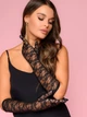 Довгі мереживні рукавички ажурні гіпюрові Honey Fashion Accessories S/M чорний (7-75) - изображение 2