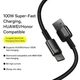 Кабель Baseus Tungsten Gold Fast Charging USB-A to Type-C 100 w 20V 5A 1м (CAWJ000001) Black - изображение 2