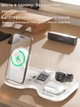 Док станция для apple айфона часов наушников 3 в 1 беспроводная зарядная докстанция с часами универсальная беспроводная зарядка на айфон iphone airpods iwatch эпл вотч 1-10 series QINETIQ T60 led clock rgb 30w докстанции белая + адаптер в подарок - изображение 2