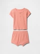 Детский комплект GAP футболка и шорты в рубчик 1159846057 (Розовый 18-24M) на рост 90 см - изображение 1