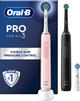 Zestaw szczoteczek elektrycznych Oral-B Pro3 3900N Black CA + Pink CA (8006540760277) (955555913764427) - Outlet - obraz 1