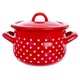 Garnek Orion Tecka emaliowany w grochy z pokrywką Czerwony 2.3 l (8592381160371) - obraz 1