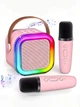 Беспроводная колонка караоке с двумя микрофонами RGB подсветка 5 режимов транслитерации 4 голоса совместимость с 3-мя устройствами 8 часов без подзарядки Bluetooth ANDER ONE розовая (514511001528) - изображение 1