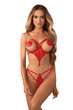 Ефектне боді Obsessive MATILDEA cupless & crotchless teddy (відкрита чашка, інтимний виріз) Червоний S/M (SX3606) - зображення 1