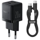 Зарядное Устройство Baseus Palm Fast Charger 20W (Type-C+USB) + Кабель Type-C-Type-C 60W (1m) black - изображение 2