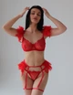 Спокусливий комплект з пір'ям червоний Sexy desires Paradise розмір М - зображення 2