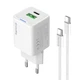 Мережевий зарядний пристрій ColorWay GaN Mini 20W PD Port PPS USB (Type-C PD + USB QC4.0) White (CW-CHS062PDC-WT) + кабель Type-C - зображення 3