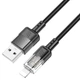 Кабель Hoco U129 Spirit transparent charging data cable iP Black - зображення 1