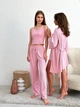Пижама женская четверка халат майка шорты брюки Comfort Collection L-XL пудра - изображение 7