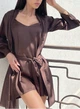 Комплект домашний женский халат и ночная рубашка Onora Collection S-M шоколад - изображение 5