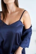 Комплект домашний женский халат и ночная рубашка Onora Collection L-XL темно-синий - изображение 7