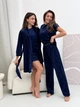 Комплект женский четверка халат футболка шорты штаны Evelyn Collection L-XL темно-синий - изображение 8
