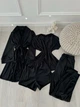 Комплект женский четверка халат футболка шорты штаны Evelyn Collection S-M черный - изображение 1