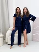 Комплект женский четверка халат футболка шорты штаны Evelyn Collection L-XL темно-синий - изображение 5