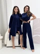 Комплект женский четверка халат футболка шорты штаны Evelyn Collection L-XL темно-синий - изображение 15