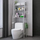 Полка над унитазом для ванной комнаты трехуровневая металлическая Toilet Rack, компактная напольная стойка-органайзер, универсальный стеллаж на 3 полки для хранения бытовой химии и аксессуаров Белая, PMW-3 - изображение 1