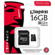 Карта памяти с адаптером microSDHC Kingston Industrial 16GB C10 A1 U3 V30 R 100Mb/s W 80Mb/s Black (SDCIT2/16GB) - изображение 2