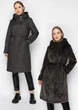 Пальто с капюшоном из экомеха 1062-1M-C Хаки M - изображение 1