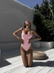 Женский купальник розовый слитный со стразами Sofi M (351912) - изображение 5