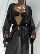 Кимоно Черное Однотонное В Сетку Накидка Парео Oversize (348156) - изображение 2