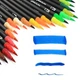 Набор акварельных двухсторонних скетч-маркеров для рисования Dual brush, 100 шт, профессиональные фломастеры для художников в чехле - изображение 2