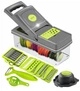 Многофункциональная овощерезка измельчитель Veggie slicer, ручной мультислайсер, кухонная терка для нарезки овощей и фруктов с насадками и контейнером, Серый с зелёным - изображение 5