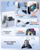 Быстрая зарядка Toocki GaN 67W с LED-дисплеем 3 порта (2 USB-C + 1 USB-A, QC 4.0, PD 3.0 для ноутбука Сетевое Зарядное устройство - изображение 6