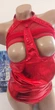 Сексуальне боді з ефектом латексу та сітчастими вставками Sexy S/M червоний (3-31) - зображення 7