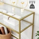 Консольний столик, консоль для вітальні з полицею VASAGLE GLAMOUR 100x80x35 Gold - зображення 7