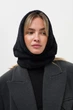 Женский Шерстяной Капор Шапка Шарф Капюшон Черный Однотонный Without Lamar Чорний (367024) - изображение 2