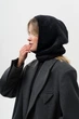 Женский Шерстяной Капор Шапка Шарф Капюшон Черный Однотонный Without Lamar Чорний (367024) - изображение 3
