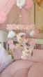 Мобиль в кроватку с подсветкой Зайчики Балерины с воздушными шариками, для малышей, фетр, ручная работа, для девочки - изображение 6