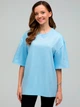 Набор футболок хлопковых оверсайз длинных женских Ray Oversize U0104W-4PACK3 L/XL 4 шт Светло-зеленый/Голубой/Темно-серый/Черный (RAY2000000038490) - изображение 3